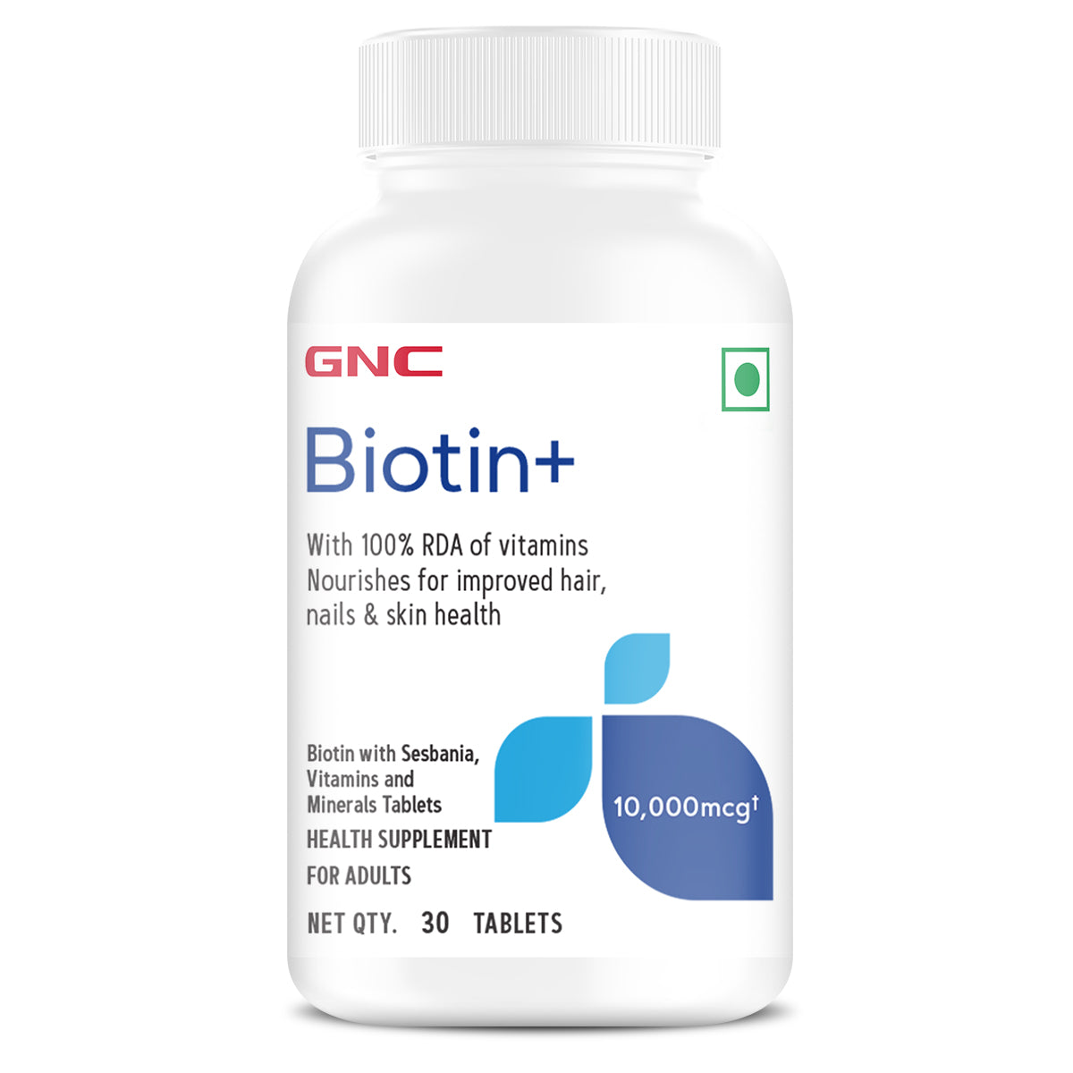 GNC Biotin 10,000 mcg helps in Healthy Hair, Skin & Nails - 30 Tablets