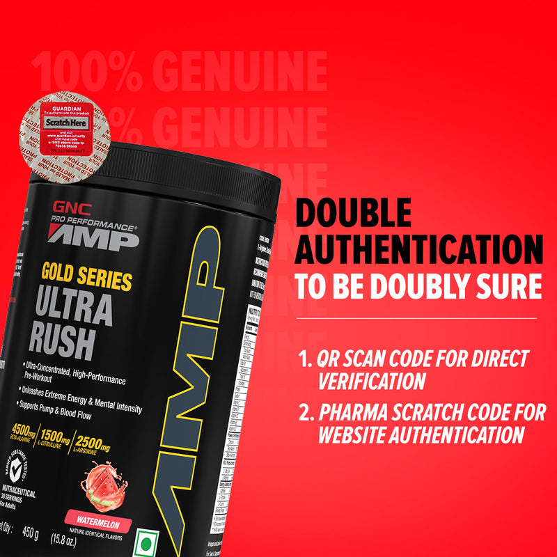 GNC Pro Performance AMP Gold Series Ultra Rush - 500gm (Watermelon) 30 Serving
