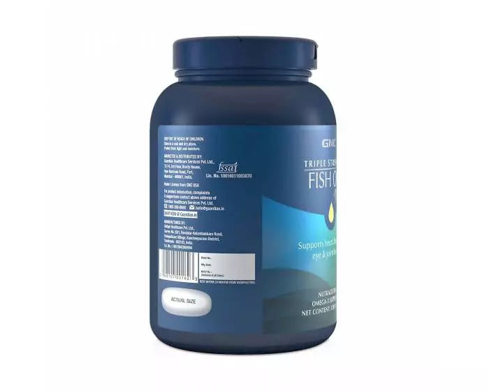 GNC Triple Strength Fish Oil Mini - 750 mg Fish Oil with 450 mg of highly absorbable EPA/DHA Omega-3s - 120 Enteric Coated Mini Softgels - NutraC - Health & Nutrition Store