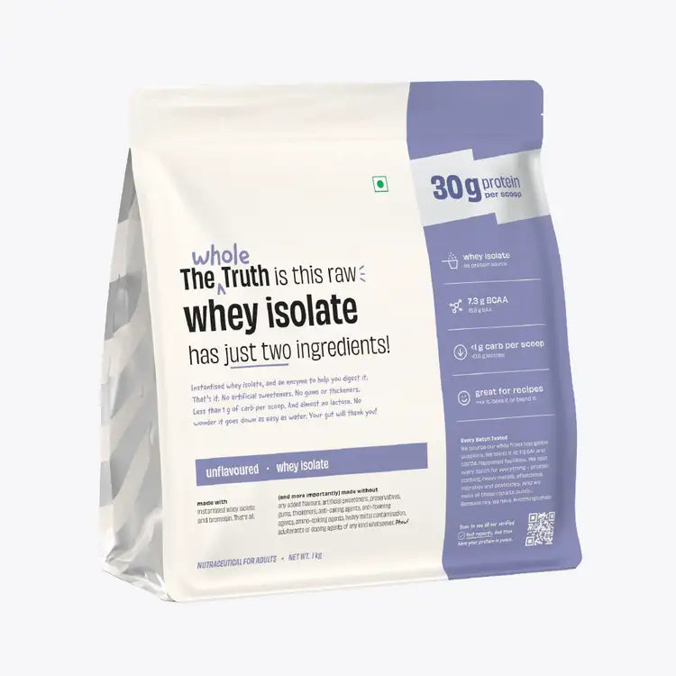 The Whole Truth Unflavoured 30g Pure Whey Protein Isolate 1kg