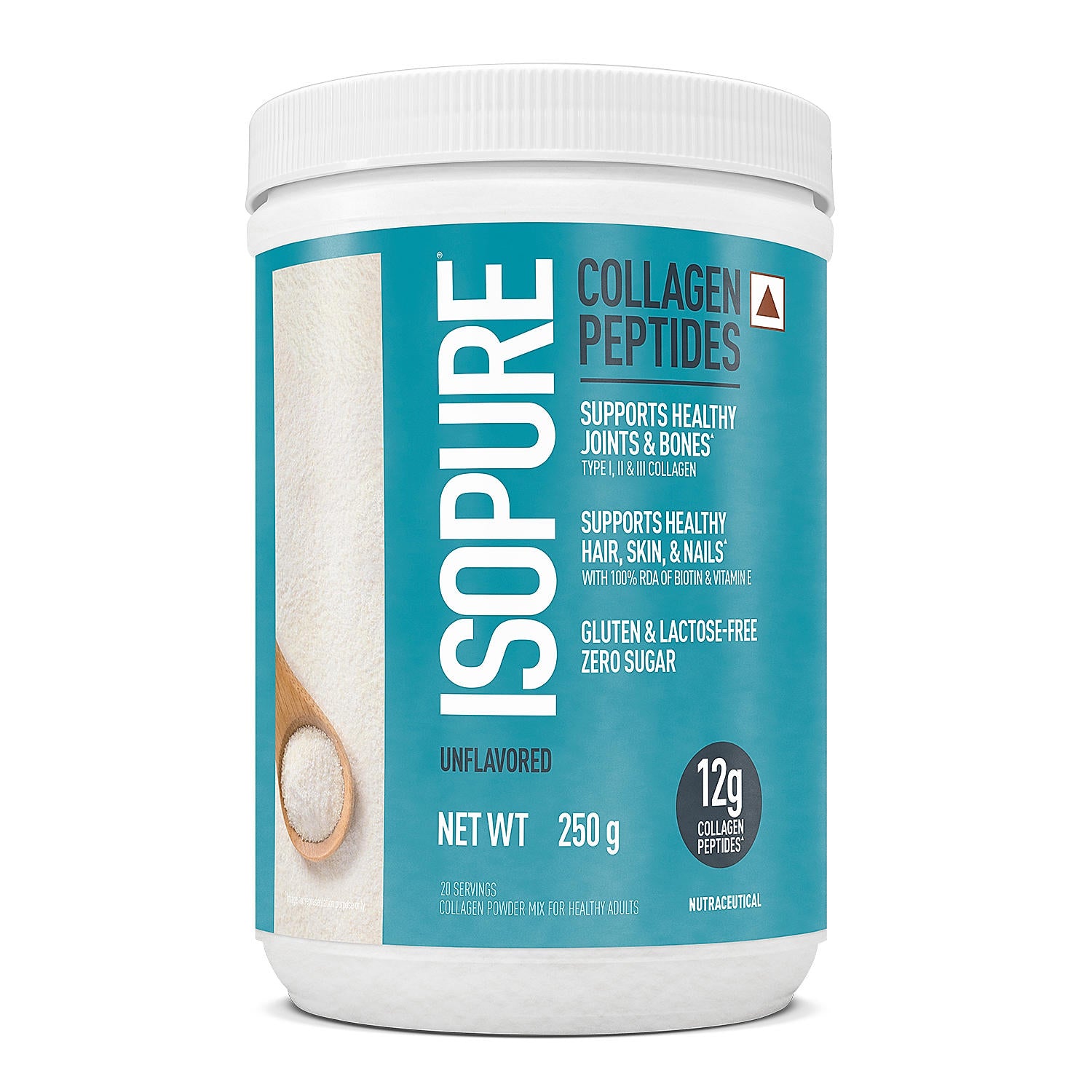 Isopure Collagen Peptides (12g/serve) with Type I,II &amp; III Collagen (Unflavoured)- 250g