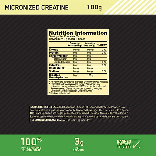 Optimum Nutrition Micronized Creatine Powder | Unflavoured|100 g