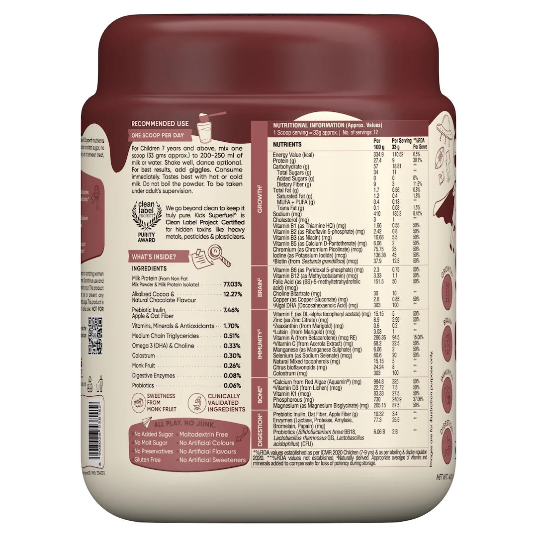 Wellbeing Kids Superfuel | Milk Chocolate | Nutrition Mix 400g - NutraC - Health &amp; Nutrition Store 