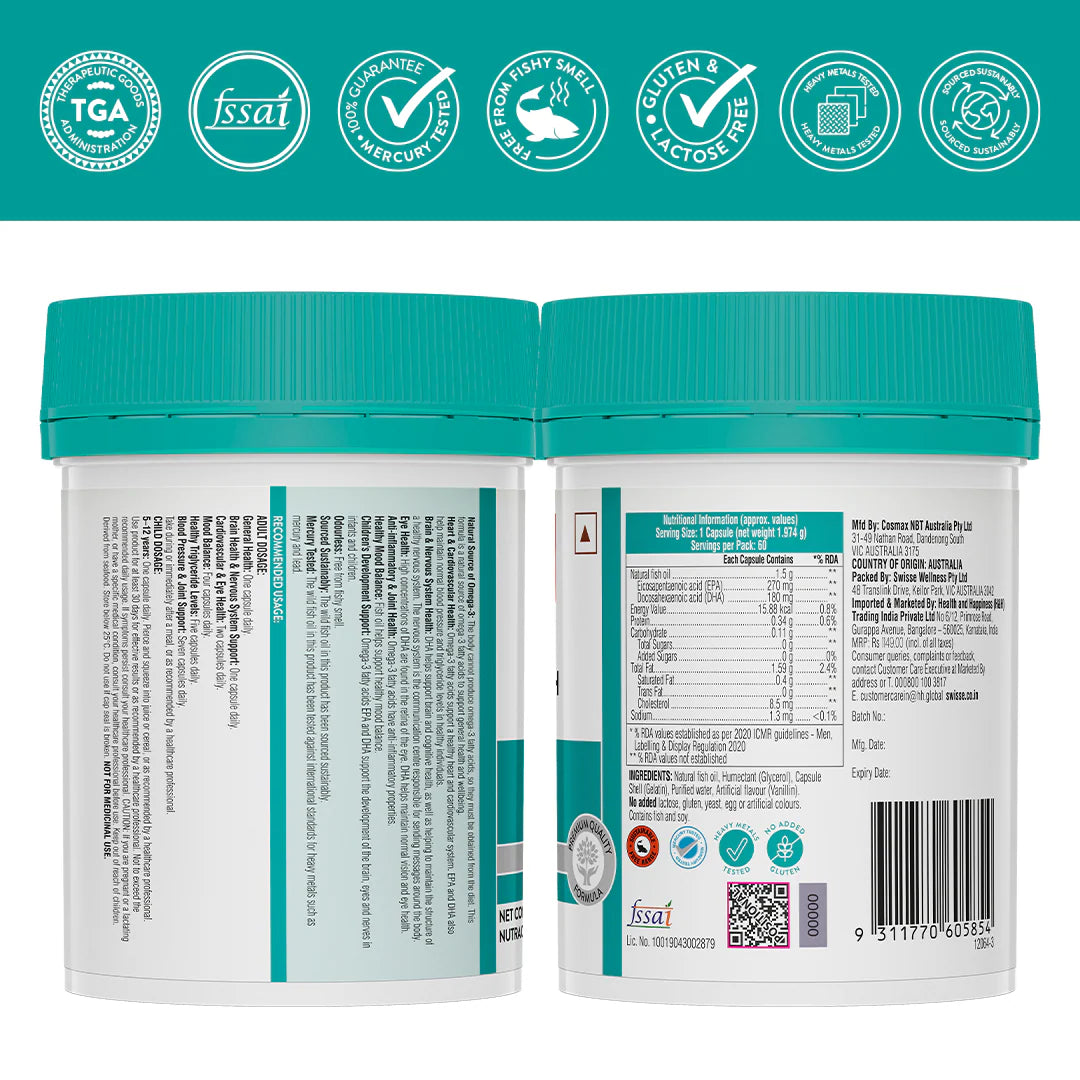 Swisse Wild Fish Oil 1500mg 90N