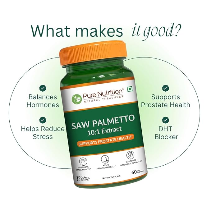 Pure nutrition Saw Palmetto Supplement 120 Veg Capsules | - NutraC - Health &amp; Nutrition Store 