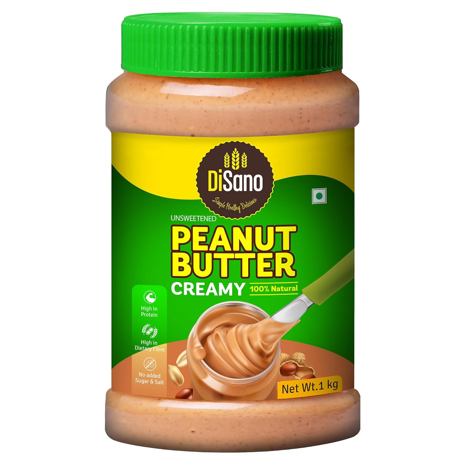DiSano Peanut Butter, All Natural, Creamy, Unsweetened, 30% Protein, Gluten Free, Non GMO, 1kg