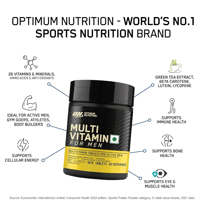 Optimum Nutrition (ON) Multivitamins For Men , 60 tablets