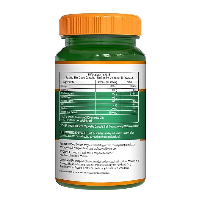Pure Nutrition Maca Root Capsules- Veg for Energy, Stamina &amp; Hormonal Balance120 Capsules - NutraC - Health &amp; Nutrition Store 