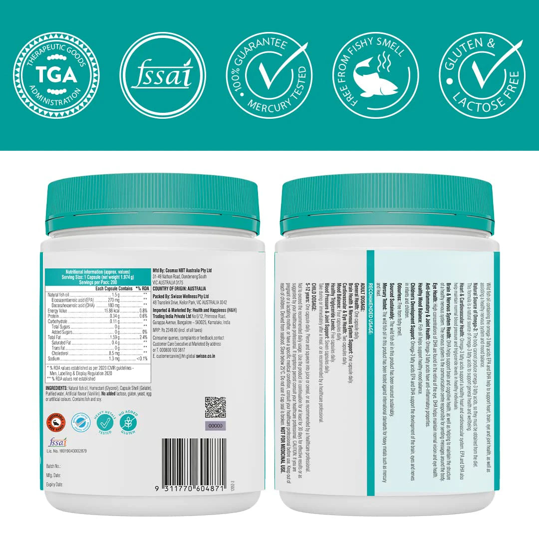 Swisse Wild Fish Oil 1500mg 90N