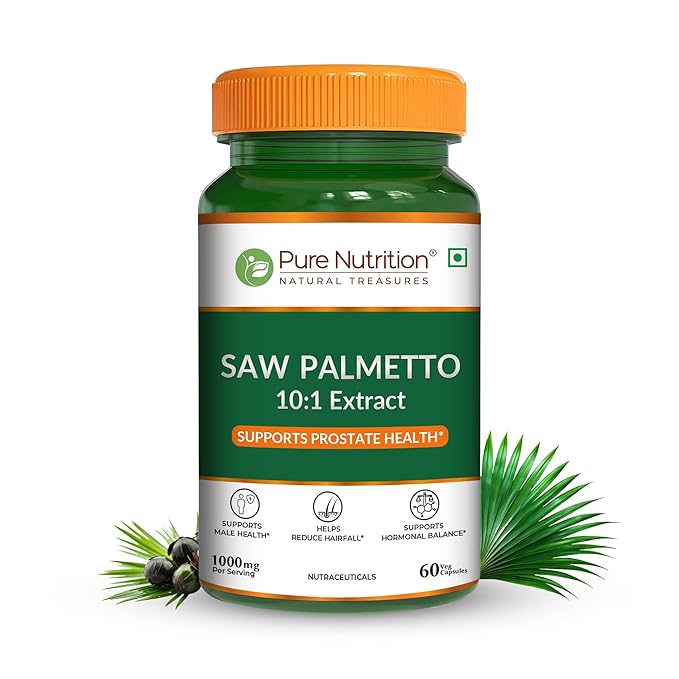 Pure nutrition Saw Palmetto Supplement 120 Veg Capsules | - NutraC - Health &amp; Nutrition Store 