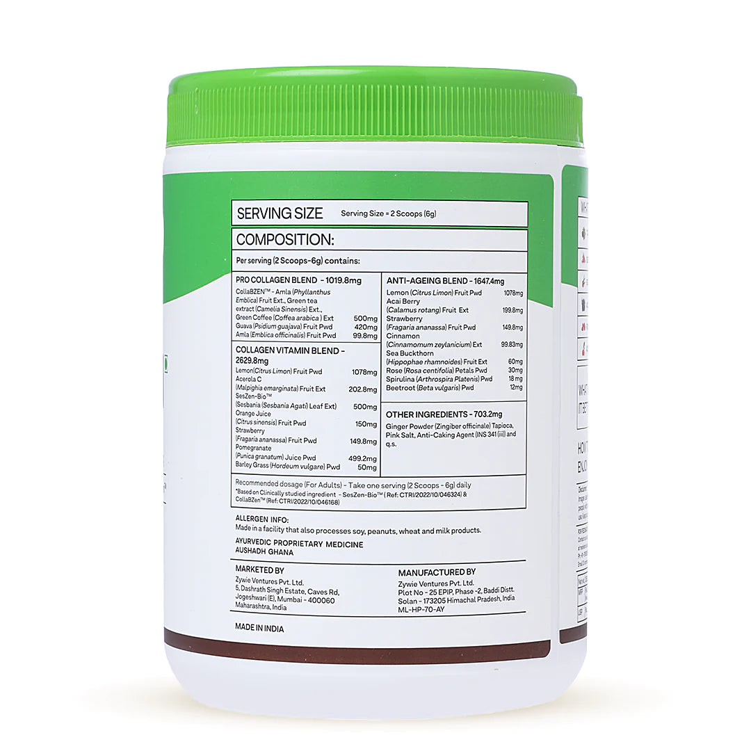 OZiva Plant Based Collagen Builder (with Silica, Vitamin C, Biotin) for Anti-Aging Beauty, 250 g