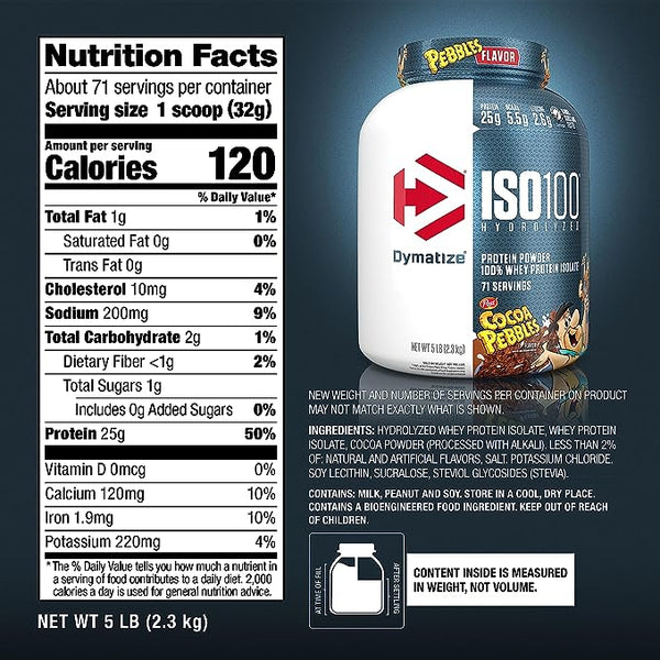 Dymatize ISO100 Whey Protein Isolate Cocoa Pebbles 5lb - NutraC ...