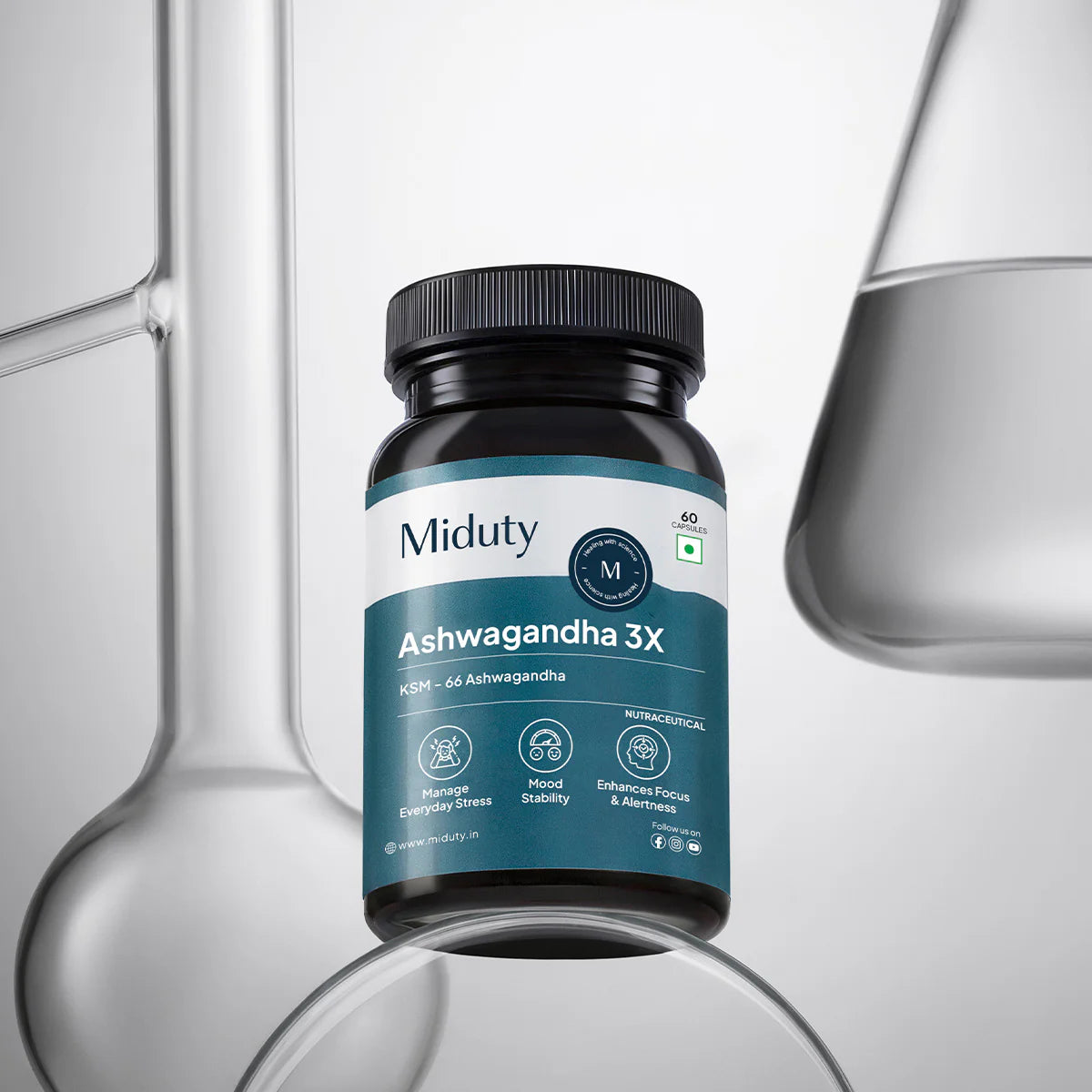 Miduty Ashwagandha | Stress, Mood &amp; Stamina Booster Supplement 60Capsules