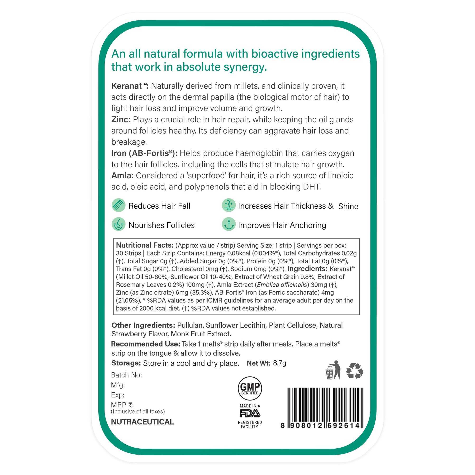 wellbeing Hair Fall Control 30 Strips