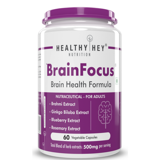 Healthy Hey Brain Focus - Natural Brain Health Formula 60 Veg Capsules ...