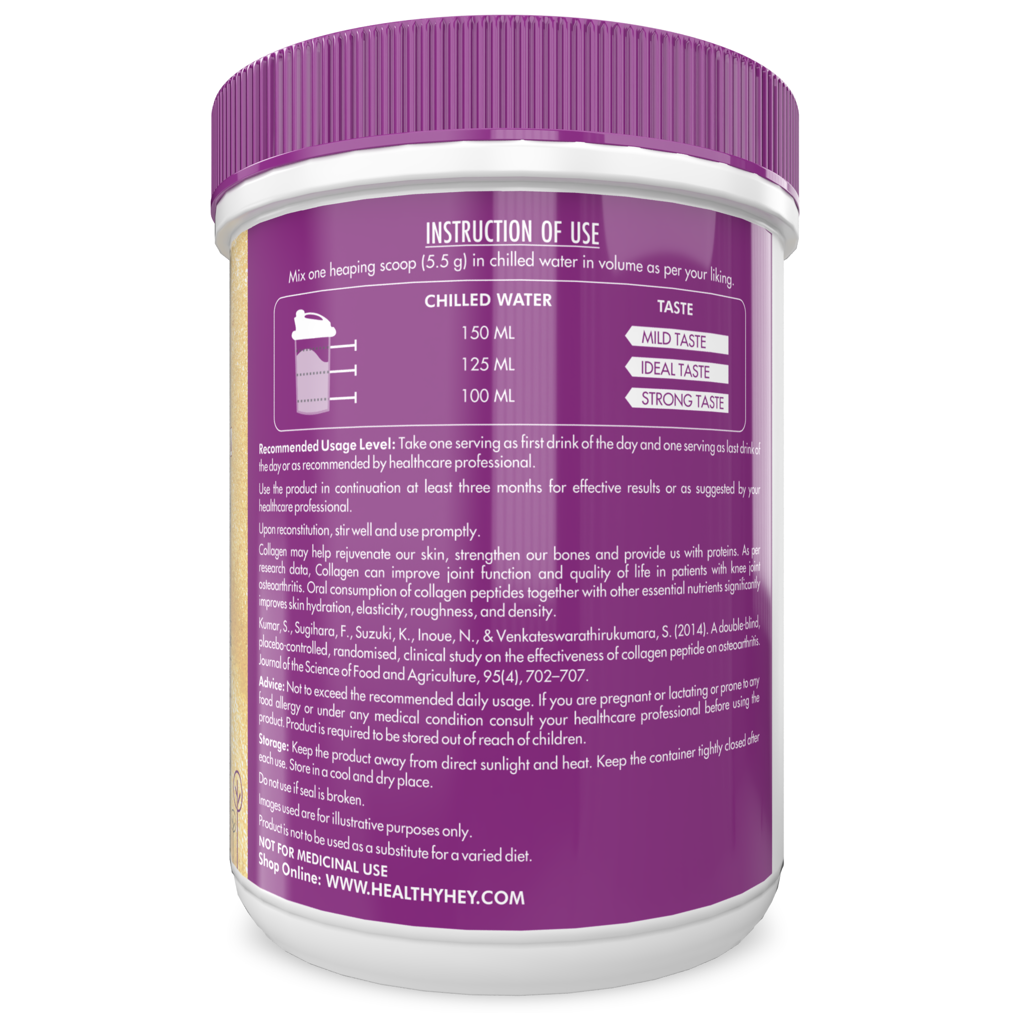 Healthy Hey Collagen Gold Series with Hyaluronic Acid, Biotin &amp; Vitamin C - No Smell and Sugar-Easy to Mix-for Skin, Hair &amp; Nails, 200 gm - Orange