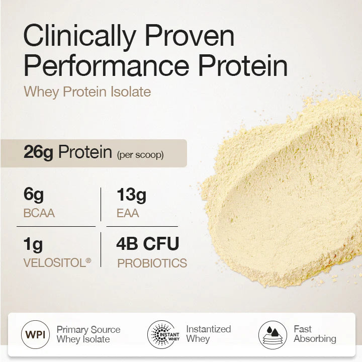 Wellbeing Whey Protein Isolate 26g | 1kg | 4B CFU Probiotics | Bourbon Vanilla