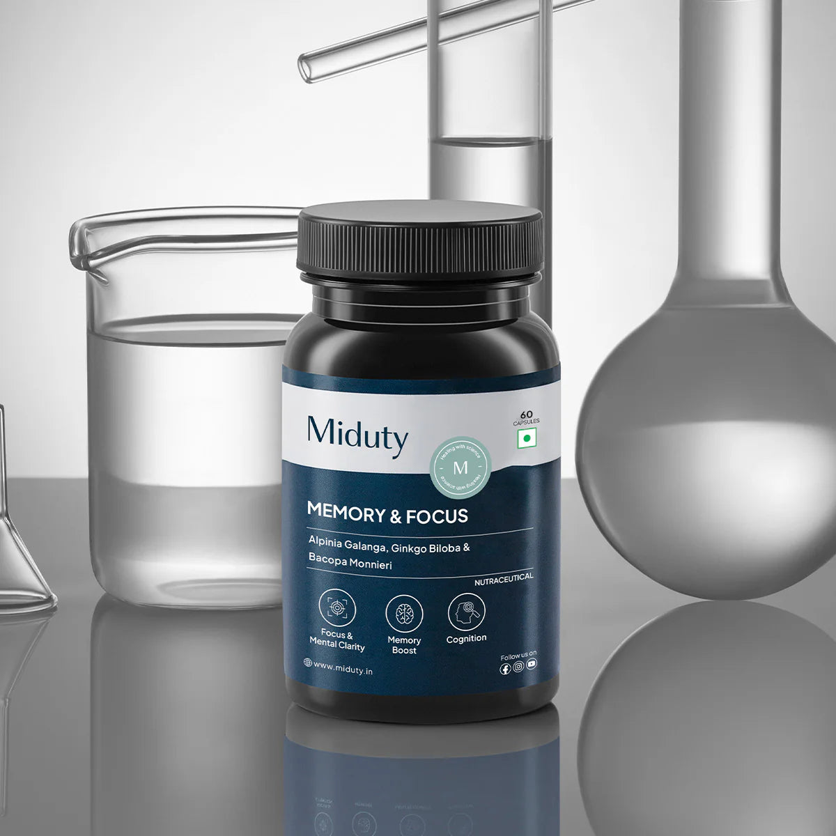 Miduty Memory &amp; Focus | Caffeine-Free Formula For Extreme Alertness 60 Capsules
