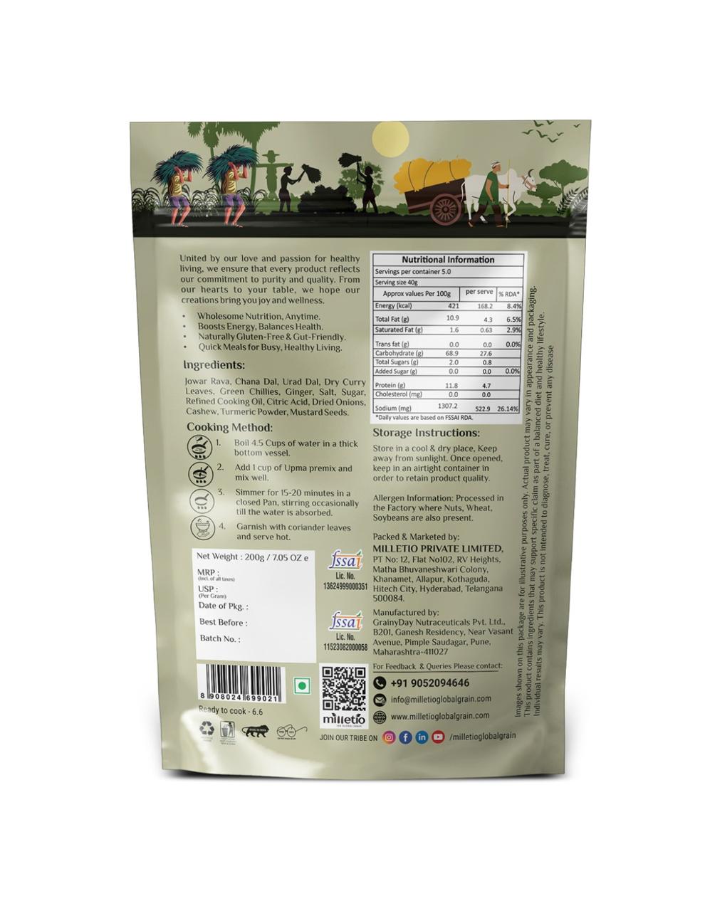 Milletio Millet upma instant mix 200g