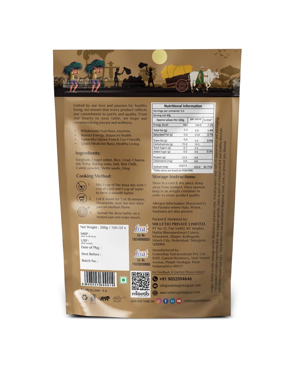 MilletioMulti millet instant dosa mix 200g