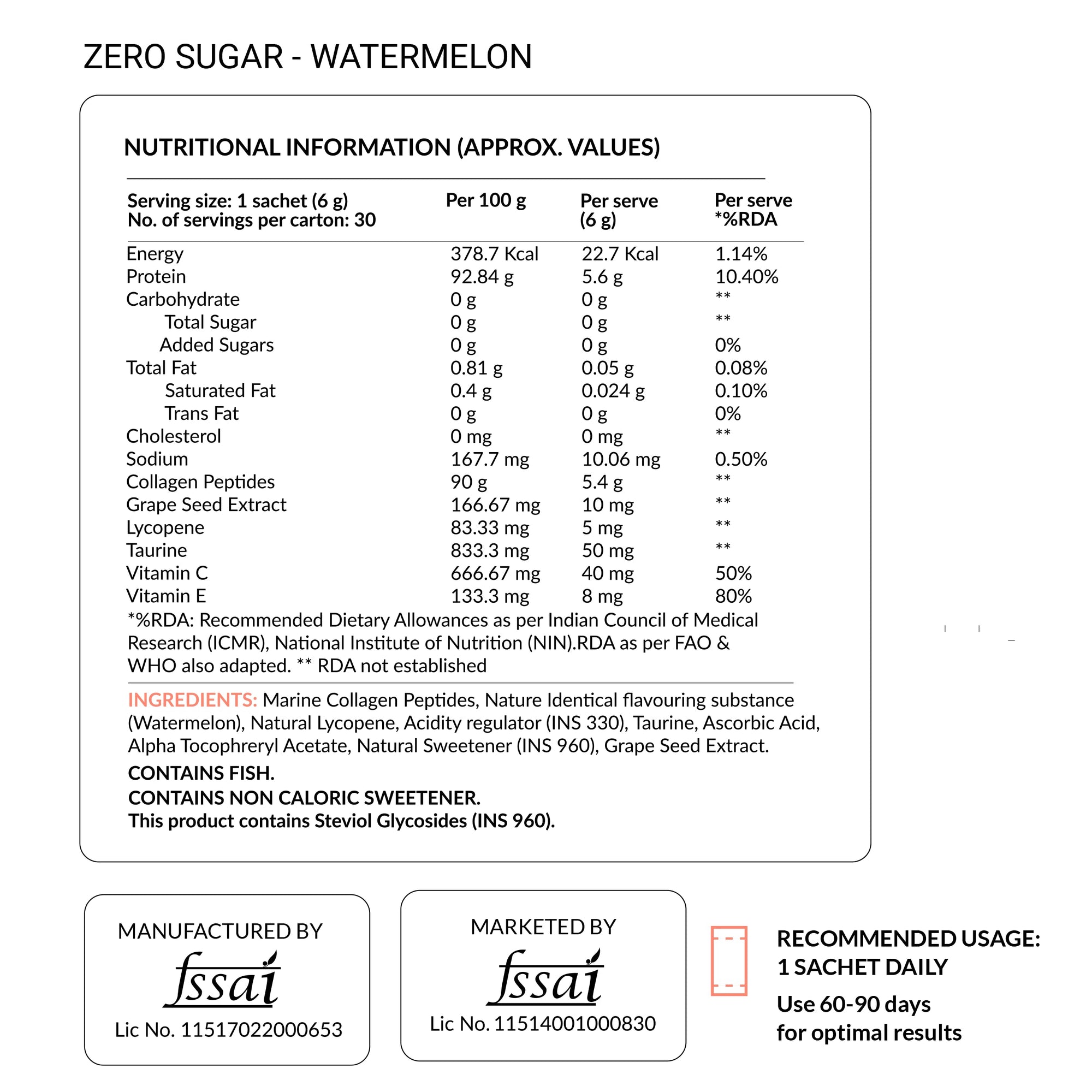 Nutrova Collagen+Antioxidants For healthier skin  30 Sachets Watermelon Flav