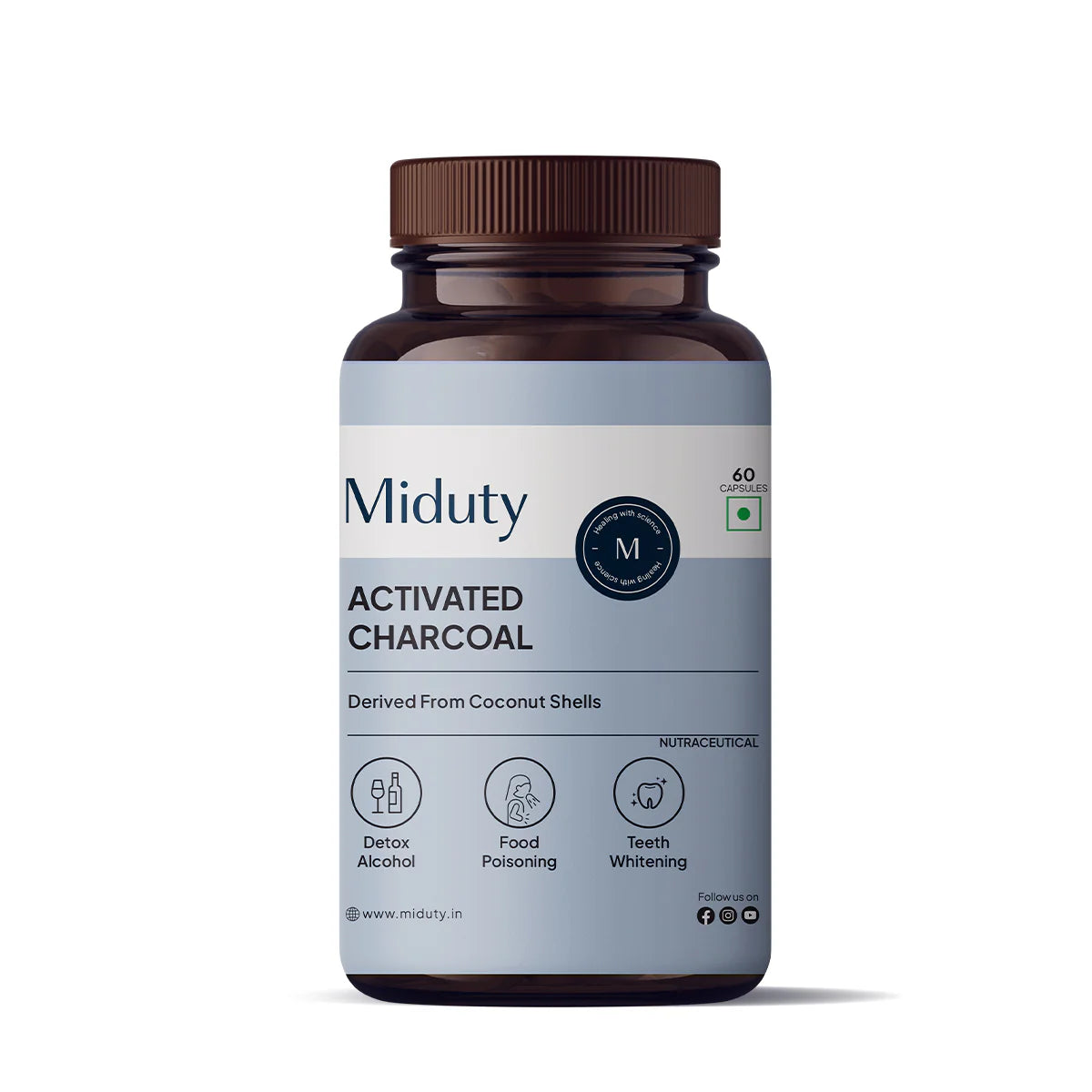 Miduty Activated Coconut Charcoal 60 Capsules