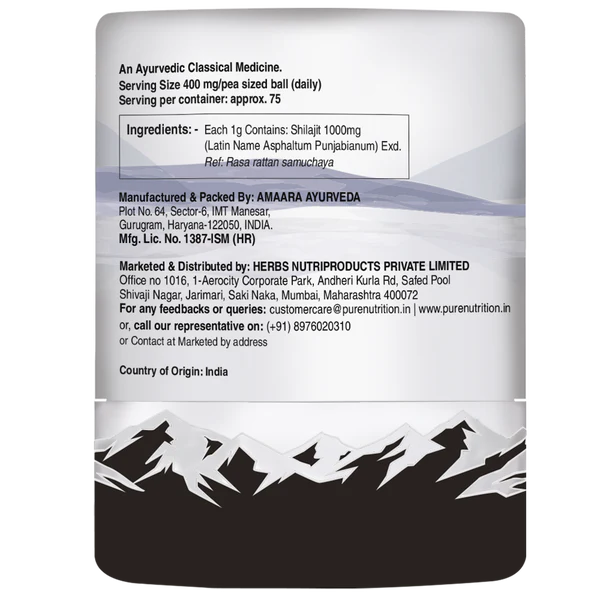 Pure Nutrition Shilajit Pure Resin | Boosts Energy, Stamina &amp; Overall Health | 100% Natural &amp; Pure- 20g