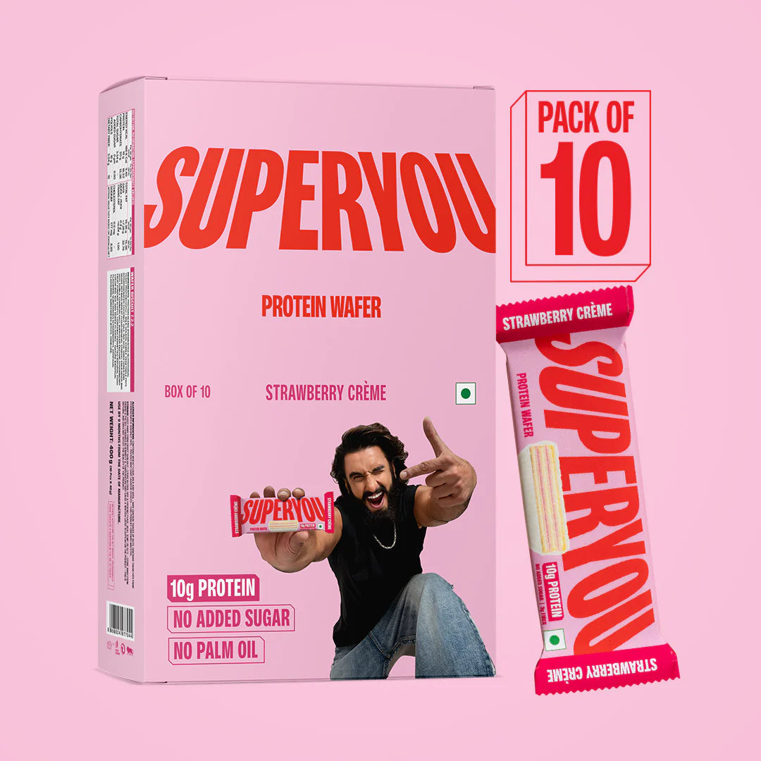 Superyou Strawberry Crème Protein Wafer — Pack of 10