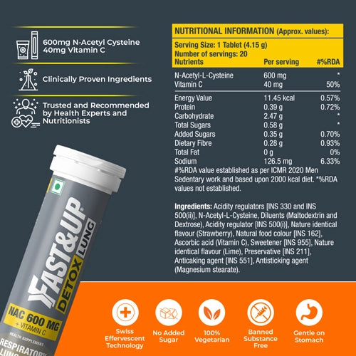 FAST&UP DETOX LUNG 600MG NACETYL CYSTEINE+VITAMIN C Daily Lungs & R