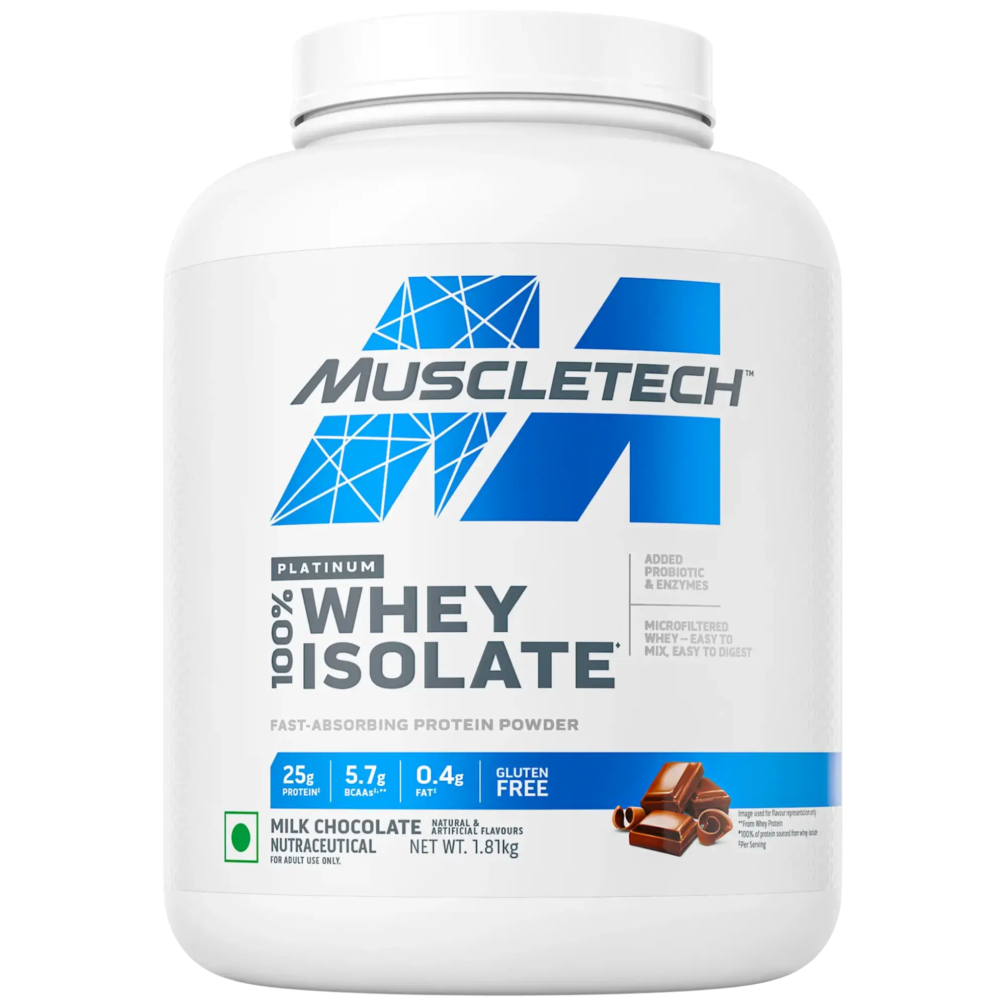 Muscletech™ Platinum 100% Whey Isolate Our Purest Whey Protein Powder with Added Probiotics &amp; Enzymes