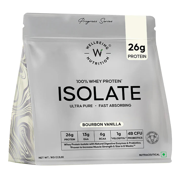 Wellbeing Whey Protein Isolate 26g | 1kg | 4B CFU Probiotics | Bourbon Vanilla