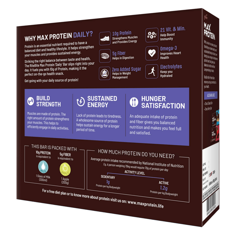 RiteBite Max Protein Ultimate Choco Almond Bars 600g - Pack of 6 (100g x 6) - NutraC - Health &amp; Nutrition Store 