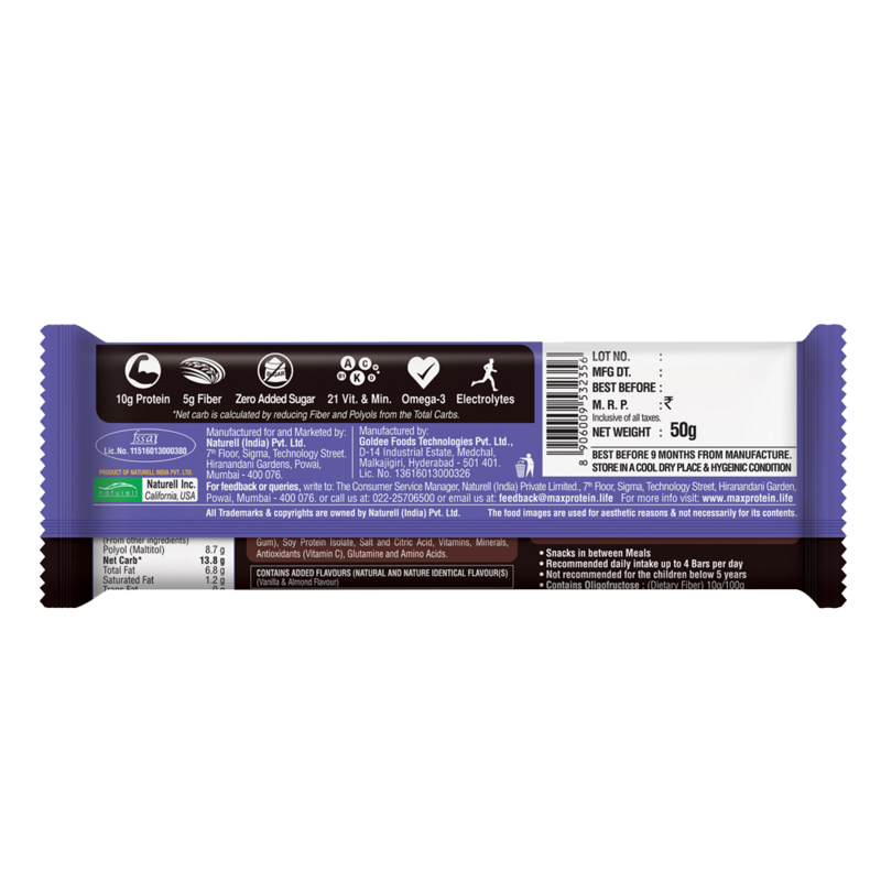Ritebite Max Protein Daily Choco Almond Bars 1200g - Pack of 24 (50g x 24) - NutraC - Health &amp; Nutrition Store 