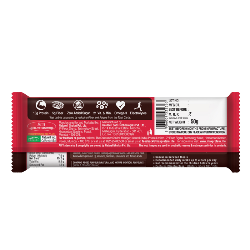 Ritebite Max Protein Daily Choco Berry Bars 300g - Pack of 6 (50g x 6) - NutraC - Health &amp; Nutrition Store 
