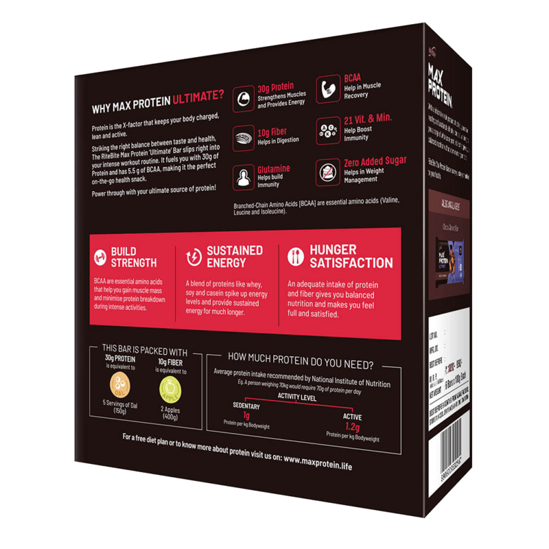 RiteBite Max Protein Ultimate Choco Berry Bars 600g - Pack of 6 (100g X 6) - NutraC - Health &amp; Nutrition Store 