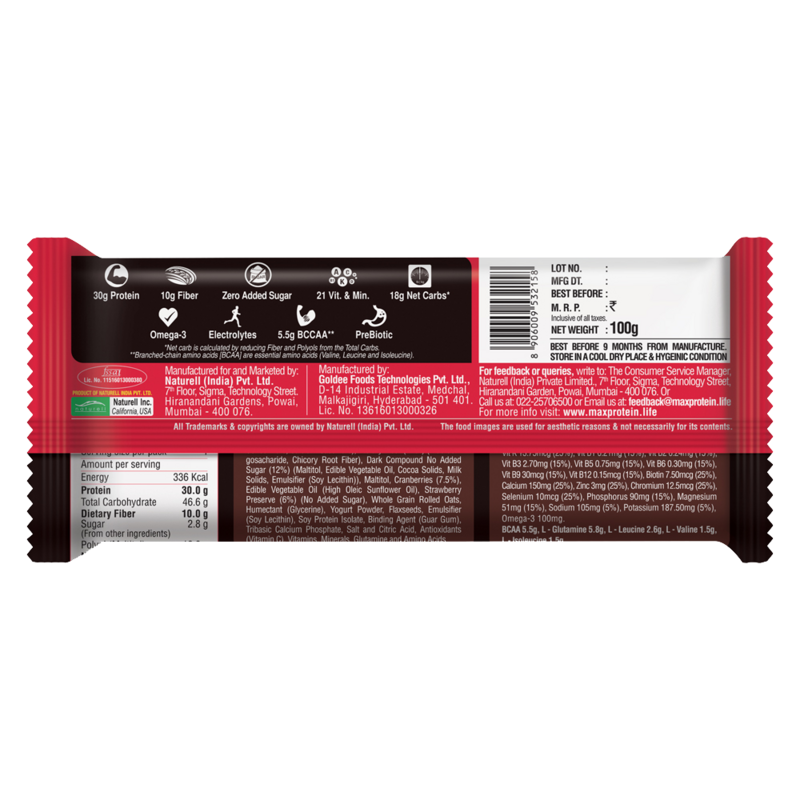 RiteBite Max Protein Ultimate Choco Berry Bars 600g - Pack of 6 (100g X 6) - NutraC - Health &amp; Nutrition Store 