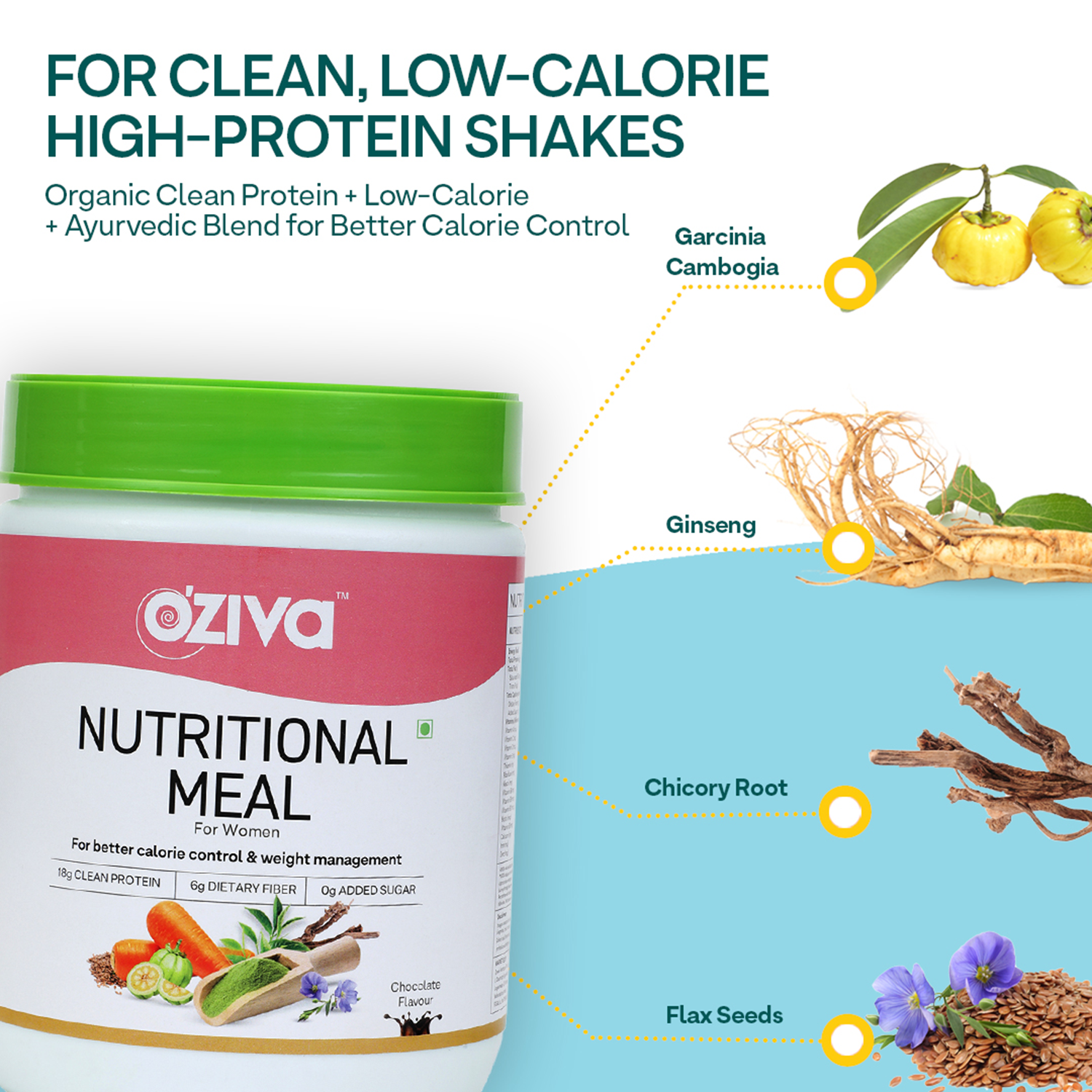 OZiva Nutritional Meal, Women - High Protein Meal Replacement Shake with Ayurvedic Herbs - NutraC - Health &amp; Nutrition Store 