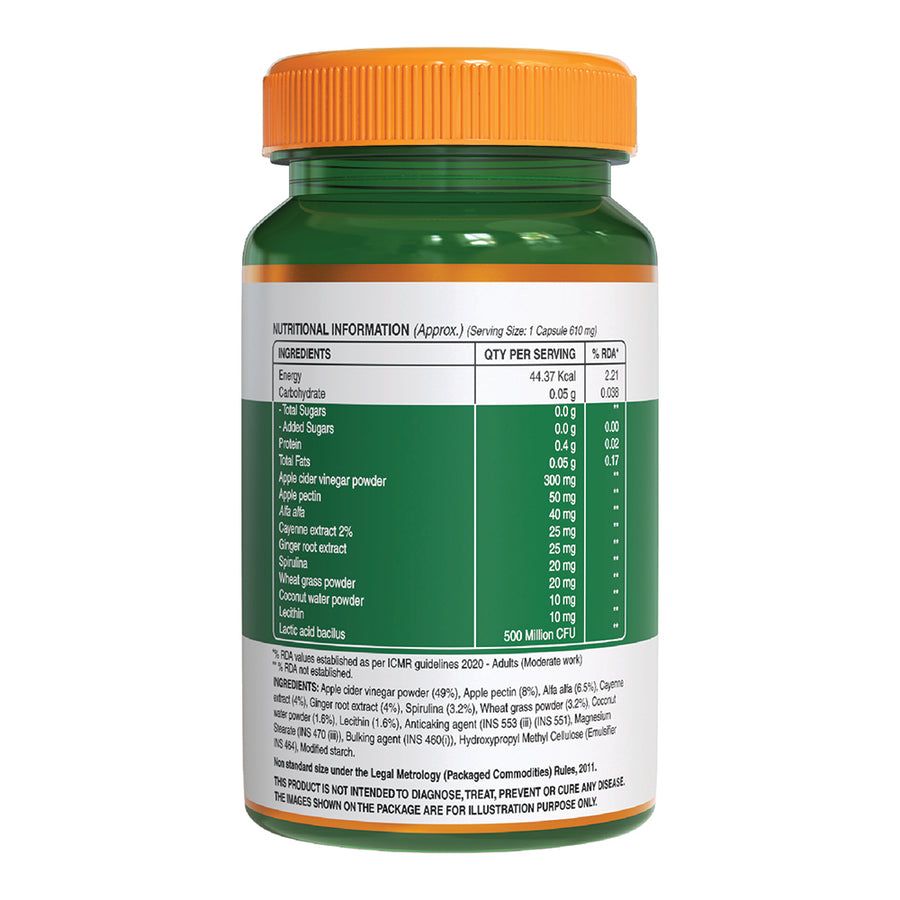 Pure Nutrition Apple Cider Vinegar - 60 Veg Capsules - NutraC - Health &amp; Nutrition Store 