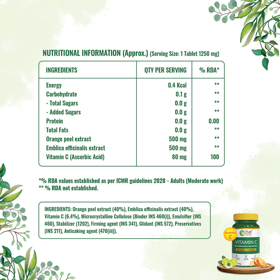 Pure Nutrition Vitamin C - 60 Veg Tablets