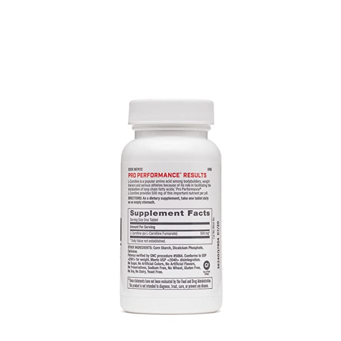 gnc pro performance l carnitine tablets 500mg GNC Pro Performance L-CARNITINE 500MG - 60 Capsules - NutraC