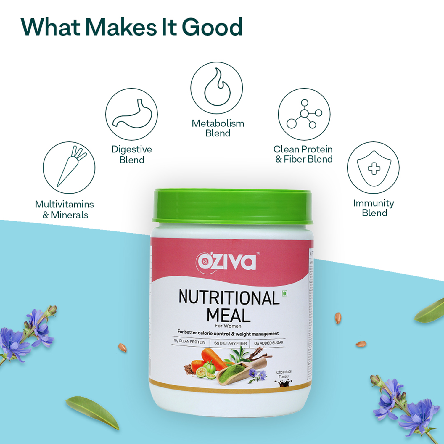 OZiva Nutritional Meal, Women - High Protein Meal Replacement Shake with Ayurvedic Herbs - NutraC - Health &amp; Nutrition Store 