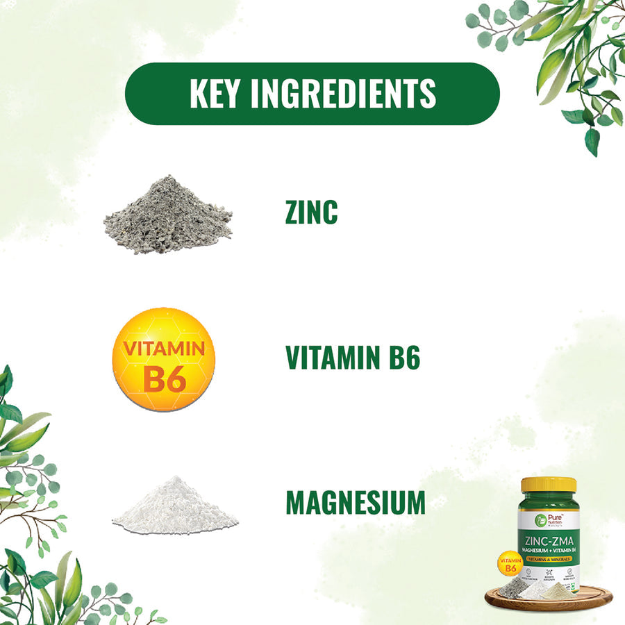 Zinc-ZMA - 60 Veg Tablets Improves muscle health, promotes recovery &amp; fights acne - NutraC - Health &amp; Nutrition Store 