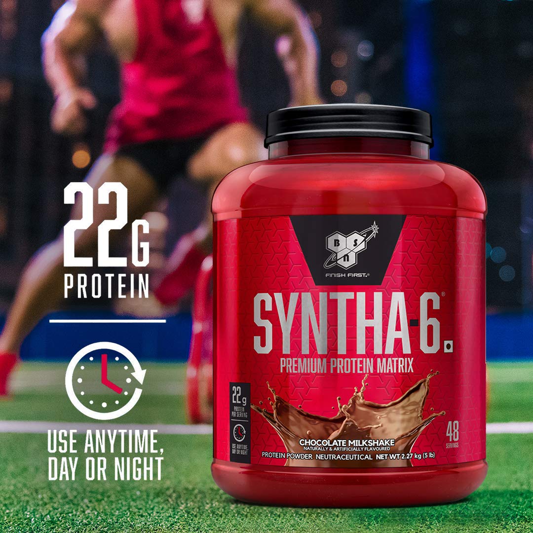 BSN Syntha 6 Protein Powder - 5 lbs, 2.27 kg (Chocolate Milkshake) - NutraC - Health &amp; Nutrition Store 