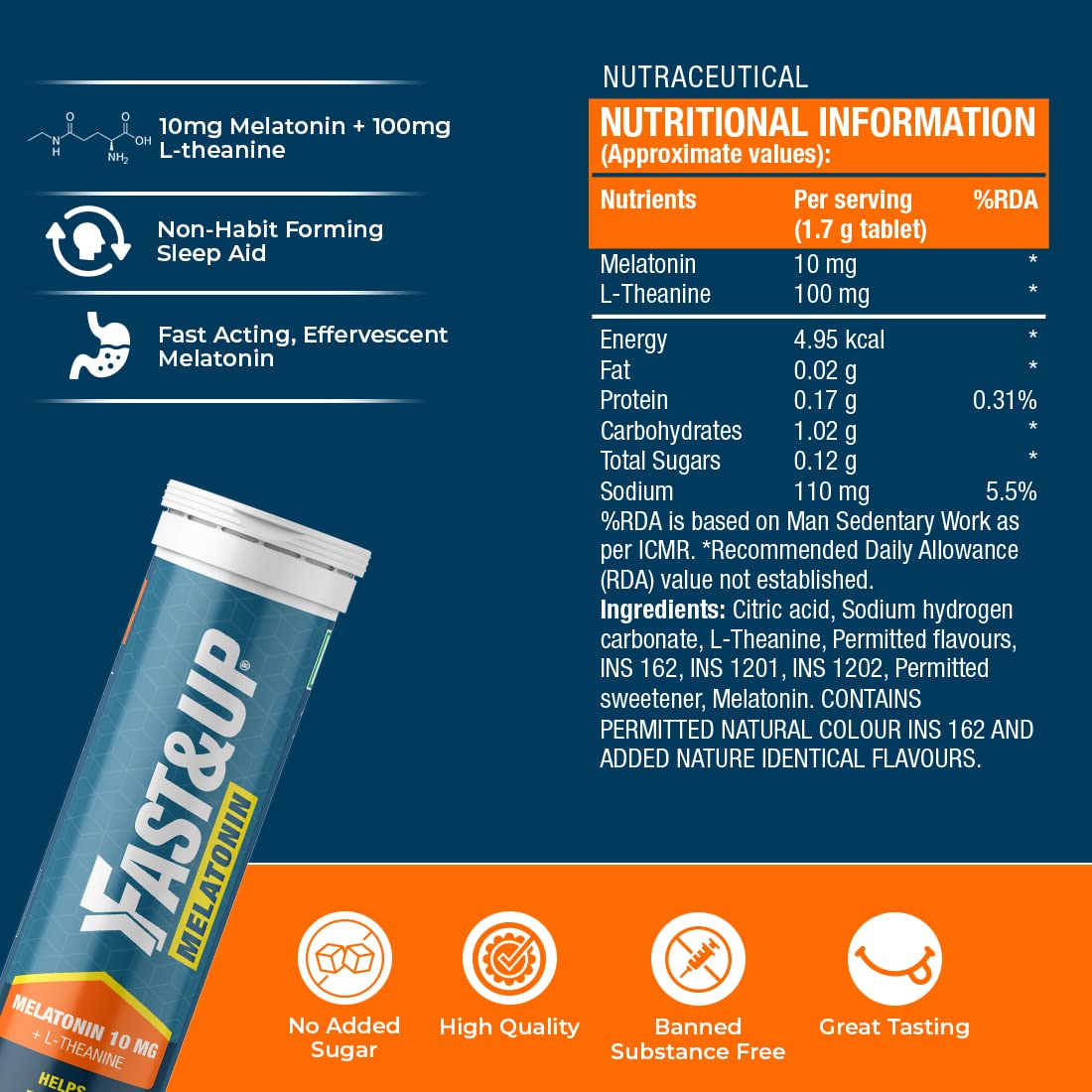 FAST&amp;UP MELATONIN - 5MG MELATONIN 20 Tablets