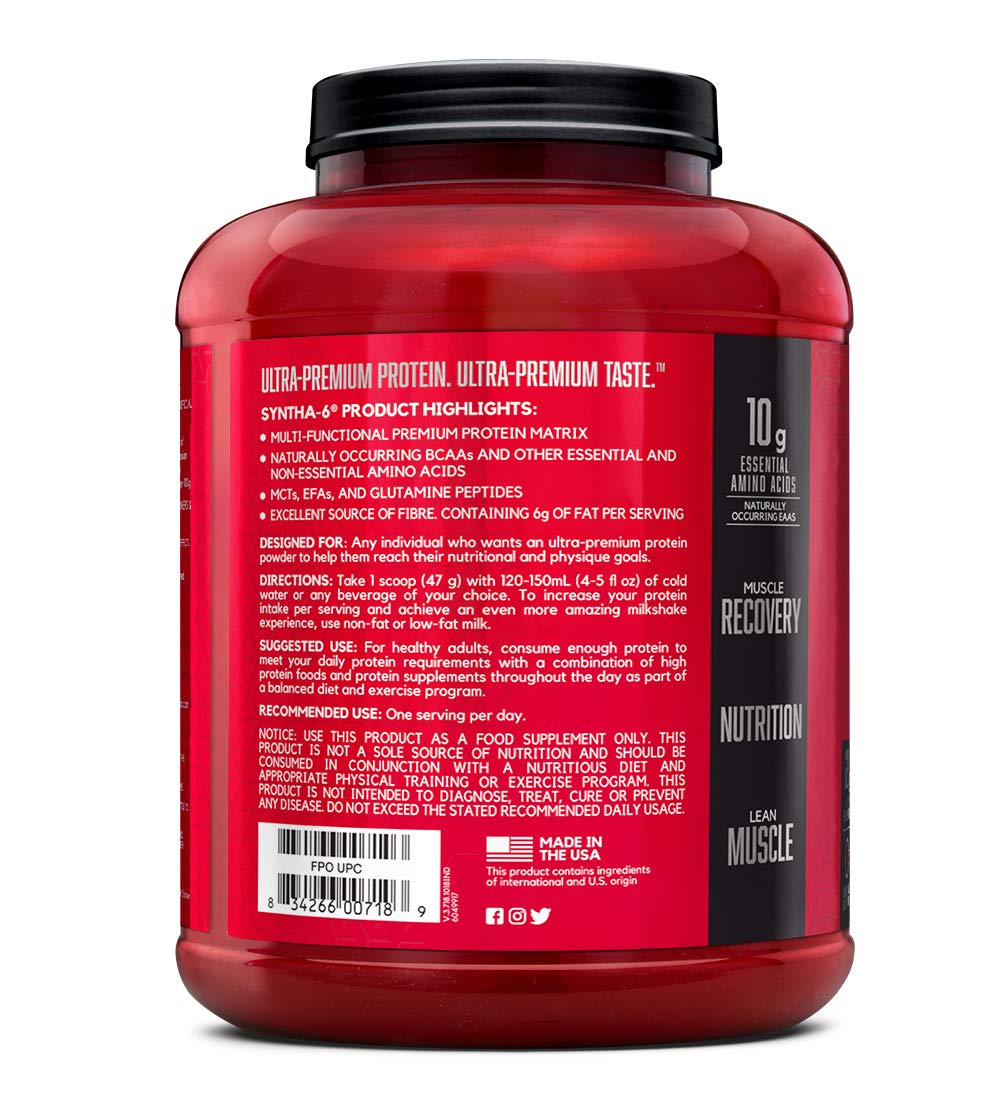 BSN Syntha 6 Protein Powder - 5 lbs, 2.27 kg (Chocolate Milkshake) - NutraC - Health &amp; Nutrition Store 