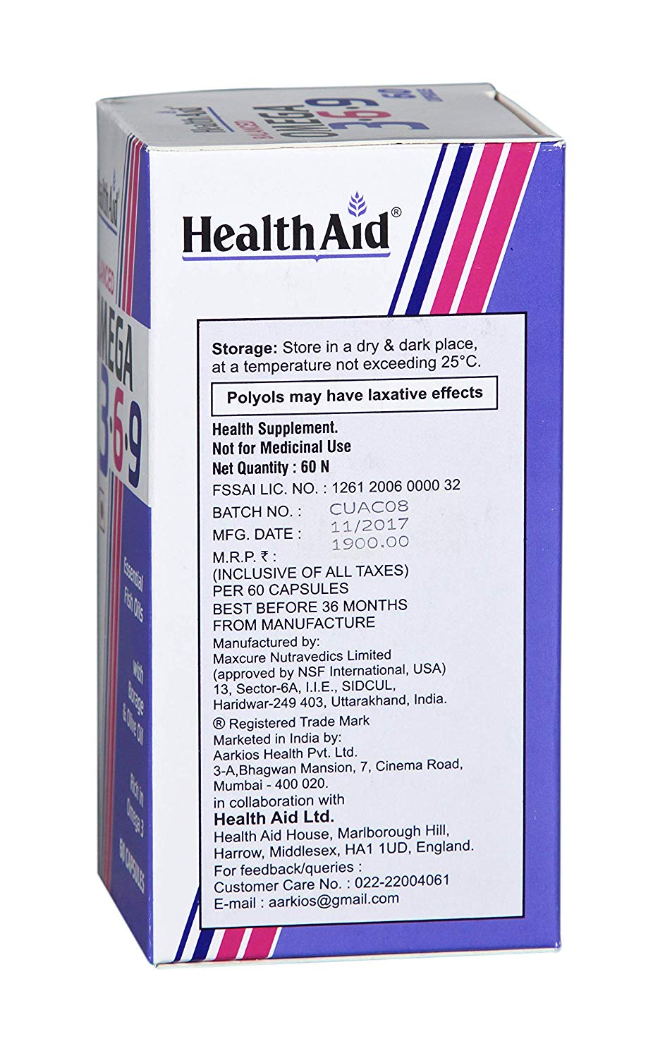 HealthAid Balanced Omega 3.6.9 60 Capsules NutraC Health