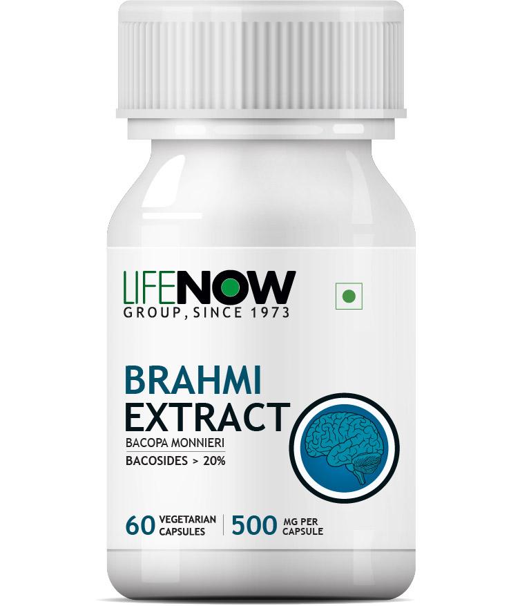 Lifenow Brahmi/Bacopa Monnieri Extract (Bacosides &gt; 25%) Supplement, 500 mg – 60 Vegetarian Capsules (Pack of 1) - NutraC - Health &amp; Nutrition Store 