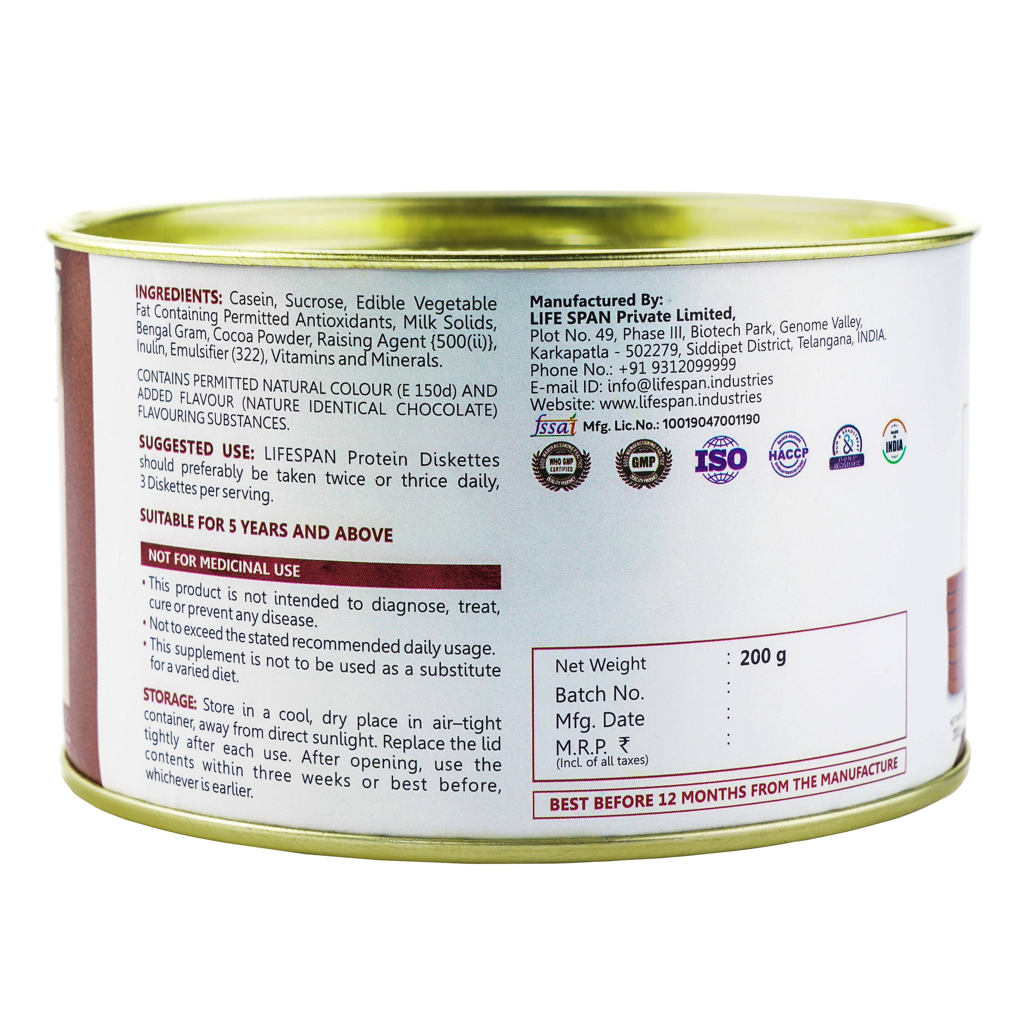 Lifespan Chocolate Diskette 200g - NutraC - Health &amp; Nutrition Store 