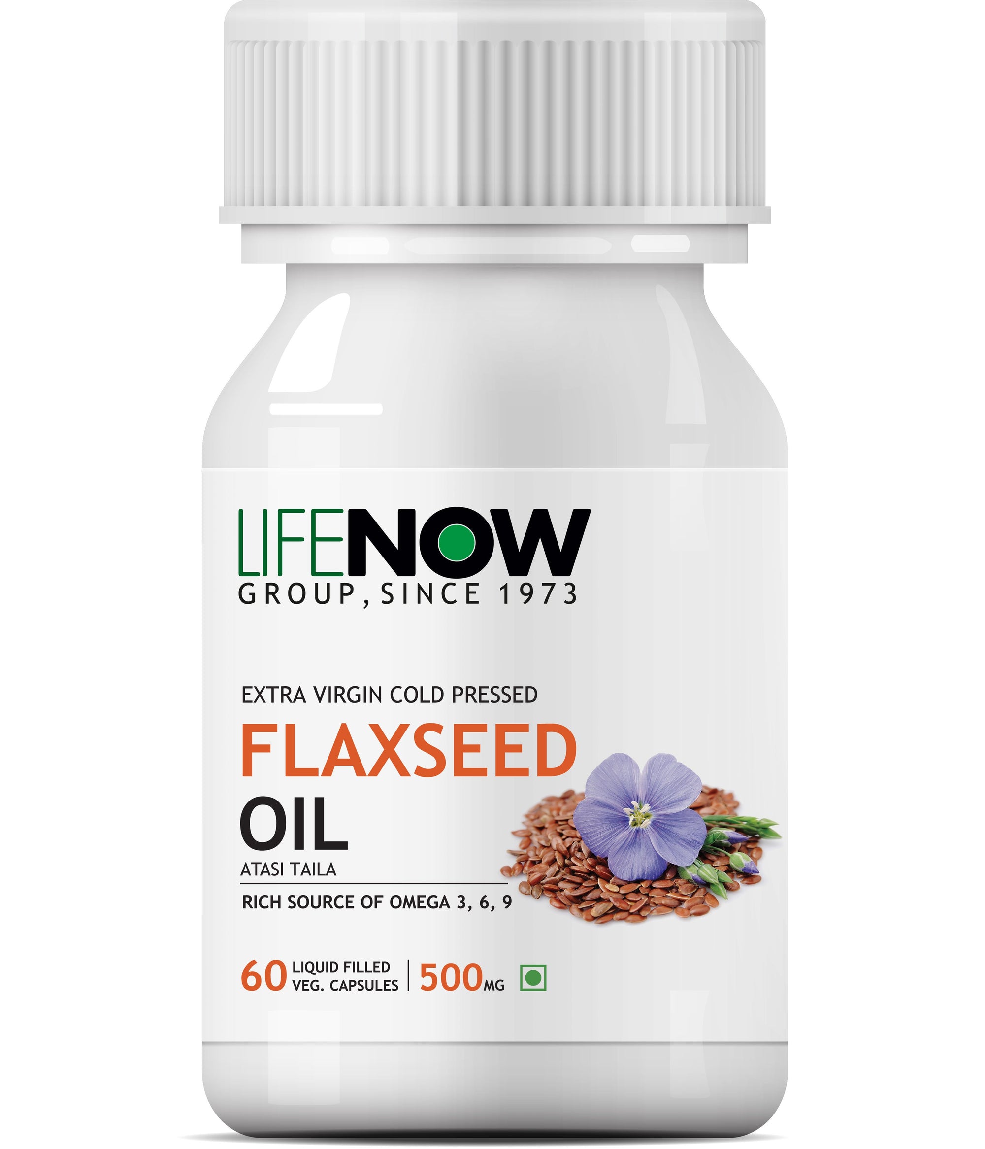 Lifenow Flaxseed Oil Omega 3 6 9 Fatty Acid Supplement - Extra Virgin Cold Pressed 500 mg - 60 Capsules - NutraC - Health &amp; Nutrition Store 