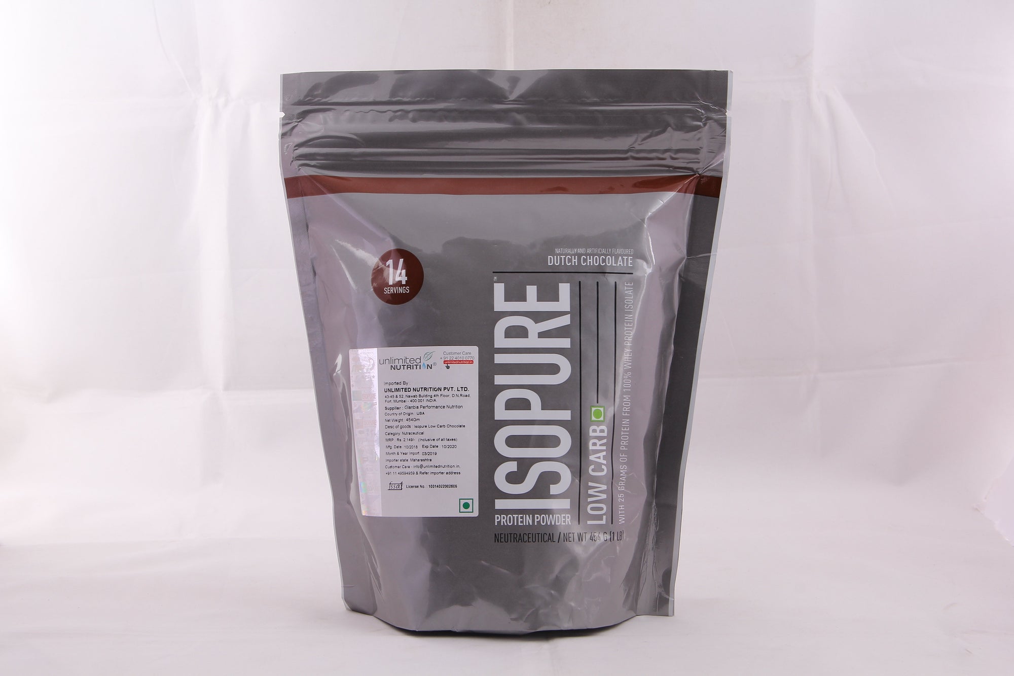 Isopure Low Carb 100% Whey Protein Isolate Powder - 1 lb, 454 g (Dutch Chocolate) - NutraC - Health &amp; Nutrition Store 